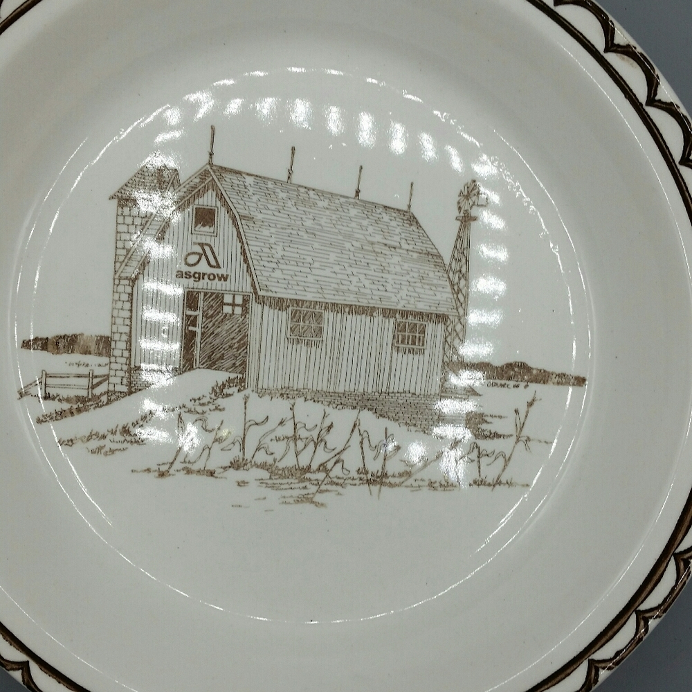 Vintage Asgrow Barn Pie Plate, Advertising, Seed